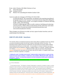 Re: Motion 5 for amending the Student Conduct Code