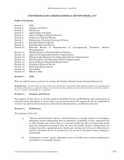 uniform health carrier external review model act