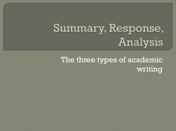 Summary, Response, Analysis