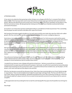 Changes to Format Please Take The Time To Read