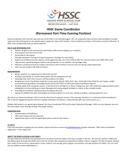 HSSC Game Coordinator (Permanent Part