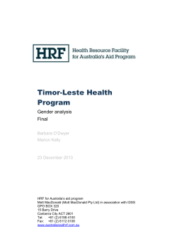 Timor-Leste Health Program gender analysis
