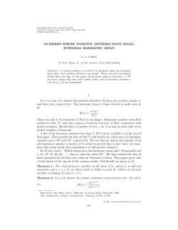 NUMBERS WHOSE POSITIVE DIVISORS HAVE SMALL INTEGRAL