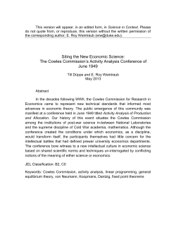 Siting the New Economic Science: The Cowles