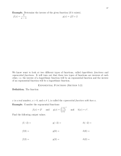 Example. Determine the inverse of the given function (if it exists). f(x