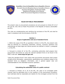 RULES ON PUBLIC PROCUREMENT The present rules on