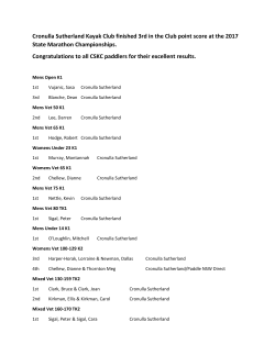 Cronulla Sutherland Kayak Club finished 3rd in the Club point score