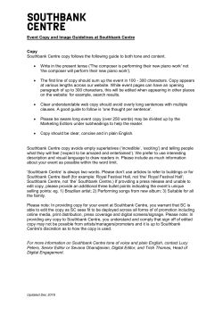 Event Copy and Image Guidelines at Southbank Centre Copy