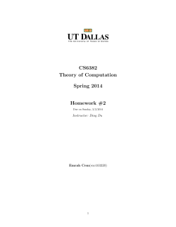 CS6382 Theory of Computation Spring 2014 Homework #2