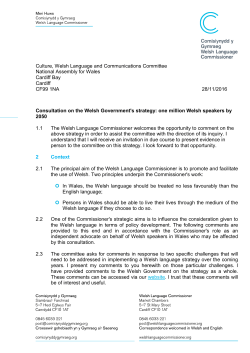 Consultation on the Welsh Government`s strategy: one million Welsh