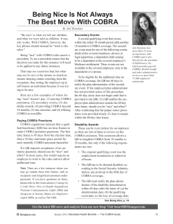 January 2012 Mandated Health Benefits -The COBRA