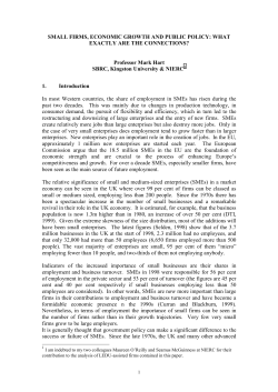 SMALL FIRMS, ECONOMIC GROWTH AND PUBLIC POLICY