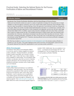 Practical Guide: Selecting the Optimal Resins for the - Bio-Rad