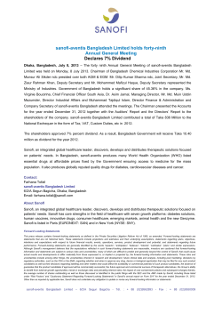 sanofi-aventis Bangladesh Limited holds forty