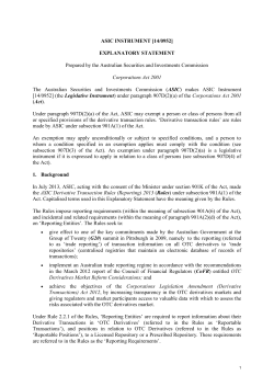 ASIC INSTRUMENT [14/0952] EXPLANATORY STATEMENT