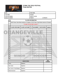 STORM THE FIELD ROSTER Sheet - Orangeville Minor Soccer Club