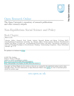 Non-Equilibrium Social Science and Policy