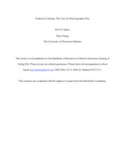 Productive Gaming: The Case for Historiographic Play Kurt D