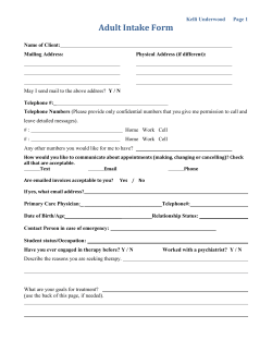Psychotherapy Intake Form