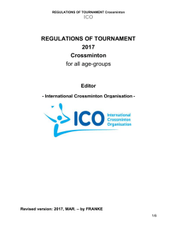Tournament regulations 2017 - International Crossminton