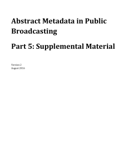 Abstract Metadata in Public Broadcasting Part 5