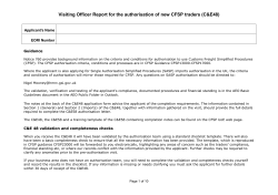 Visiting Officer Report for the authorisation of new CFSP traders
