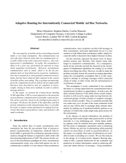 Adaptive Routing for Intermittently Connected Mobile Ad Hoc Networks