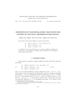 Applicable Analysis and Discrete Mathematics EXISTENCE OF