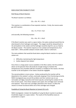 BOSCH REACTION FEASIBILITY STUDY Brief Recap of Bosch