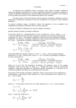 Correlation 1 Correlation In statistics and probability theory