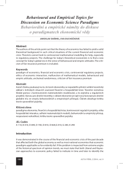 Behavioural and Empirical Topics for Discussion on Economic