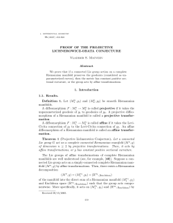 PROOF OF THE PROJECTIVE LICHNEROWICZ