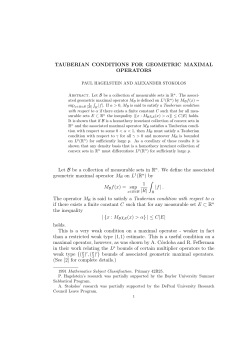 Hagelstein, P. A. and Stokolos, A. Tauberian conditions for