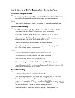 How to Succeed at the Pair Presentation