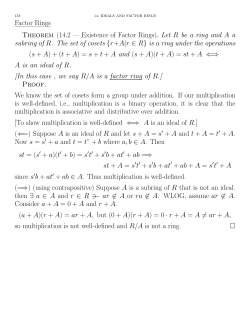 Factor Rings Theorem (14.2 &mdash; Existence of Factor Rings). Let R be