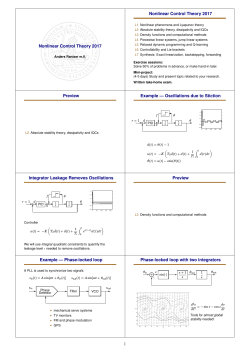 Nonlinear Control Theory 2017 Nonlinear Control Theory 2017