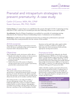 Prenatal and intrapartum strategies to prevent prematurity: A case