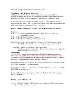 Module 6: Occupational Performance Theory in Practice Notes for