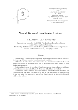 Normal Forms of Hamiltonian Systems 1