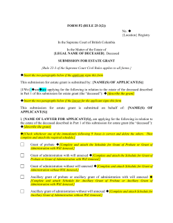 filed with this submission for estate grant, and