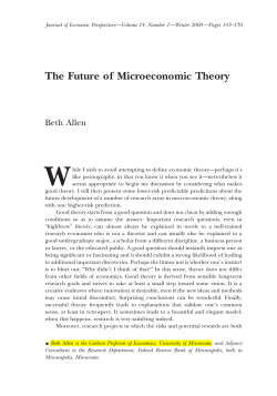 The Future of Microeconomic Theory