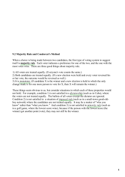 1 9.2 Majority Rule and Condorcet`s Method When a choice is being