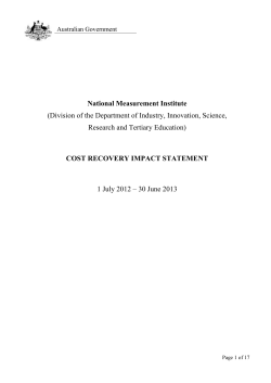 Cost Recovery Impact Statement - National Measurement Institute