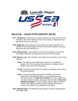 RULE 8.00 &ndash; COACH PITCH SPECIFIC RULES