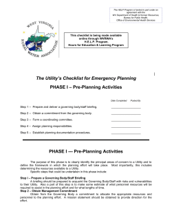 The Utility`s Checklist for Emergency Planning PHASE I &ndash; Pre