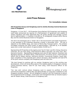IOI Properties Group and Hongkong Land to Jointly Develop Central