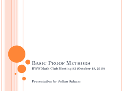 Basic Proof Methods HWW Math Club Meeting #3 (October 18, 2010)