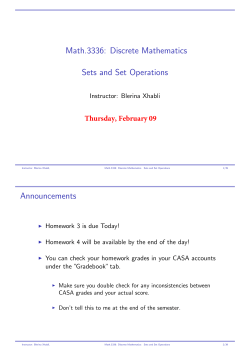 Math.3336: Discrete Mathematics Sets and Set Operations