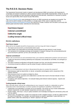 The REDS Decision Rules - Office of the Queensland Chief Scientist