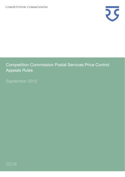Competition Commission Postal Services Price Control